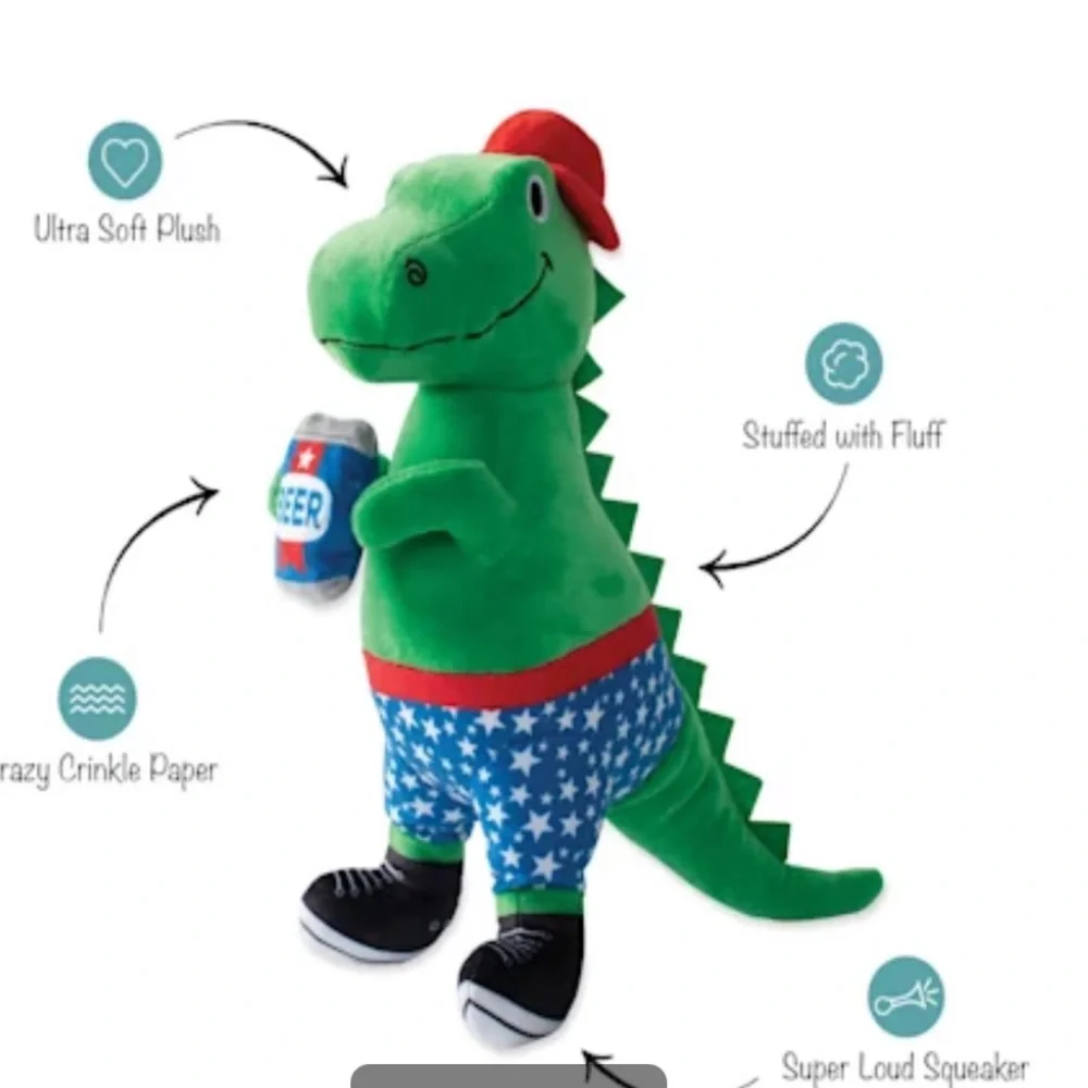 🆕 Fringe Studio Mr. 4th of July T Rex Dog Toy